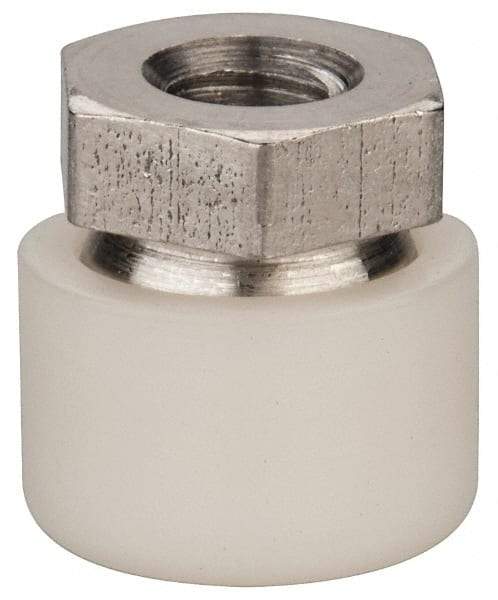 Vlier - 1/4-20, 5/8" Pad Diam, Uncoated Bottom, Stainless Steel Toggle Pad - 5/16 Depth, 5/8" OAL, 1/2" Width Across Flats, 15° Swivel Angle - Americas Industrial Supply