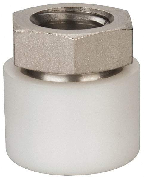 Vlier - 1/2-13, 7/8" Pad Diam, Uncoated Bottom, Stainless Steel Toggle Pad - 7/16 Depth, 15/16" OAL, 3/4" Width Across Flats, 15° Swivel Angle - Americas Industrial Supply