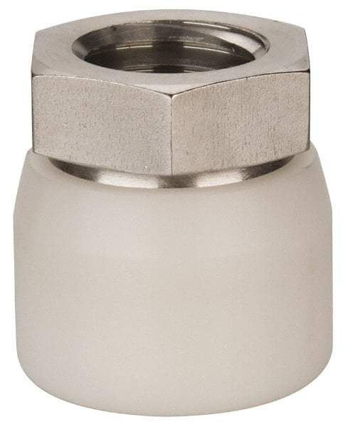 Vlier - 3/4-10, 1-1/4" Pad Diam, Uncoated Bottom, Stainless Steel Toggle Pad - 5/8 Depth, 1-11/32" OAL, 1-1/16" Width Across Flats, 15° Swivel Angle - Americas Industrial Supply