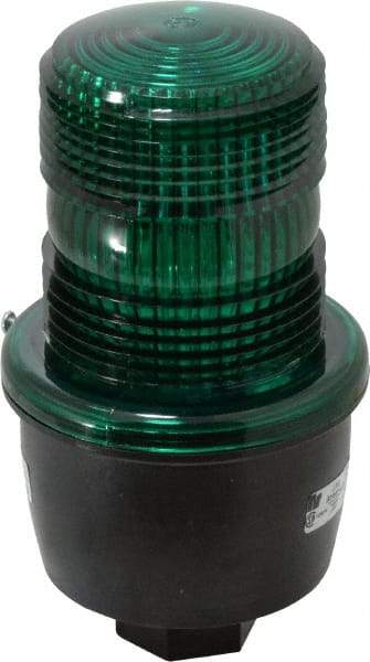 Federal Signal Corp - 120 VAC, 4X NEMA Rated, Strobe Tube, Green, Low Profile Mini Strobe Light - 65 to 95 Flashes per min, 1/2 Inch Pipe, 3-1/8 Inch Diameter, 5.7 Inch High, IP66 Ingress Rating, Pipe Mount - Americas Industrial Supply
