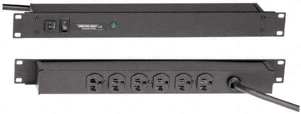 Wiremold - 6 Outlets, 120 Volts, 20 Amps, 6' Cord, Power Outlet Strip - 1 Circuits, Rack Mount, 5-15P NEMA Configuration, 19" Strip, cULus, UL Listed File 1449 - Americas Industrial Supply