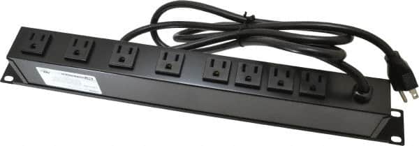 Wiremold - 8 Outlets, 120 Volts, 15 Amps, 6' Cord, Power Outlet Strip - Rack Mount, 5-15 NEMA Configuration, 19" Strip, CSA Certified, UL Recognized - Americas Industrial Supply