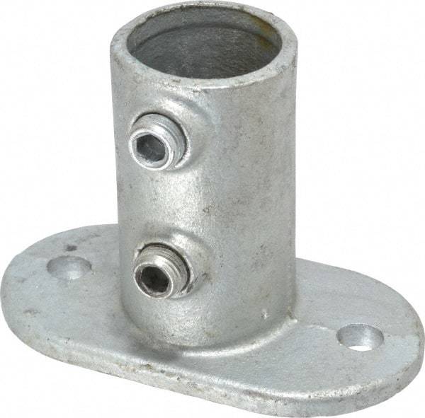 PRO-SAFE - 1-1/4" Pipe, Railing Flange, Malleable Iron Flange Pipe Rail Fitting - Galvanized Finish - Americas Industrial Supply