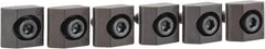 Mitee-Bite - 1/4-20 Screw Thread, 3/4" Wide x 0.15" High, Serrated Steel Standard Style Screw Mount Toe Clamp - 3,600 Lb Holding Force, 174" Lb Torque, 14.5 Lb Ft Torque, 0.57" Long Extension, 0.024" Throw, 6 Clamps in Package - Americas Industrial Supply