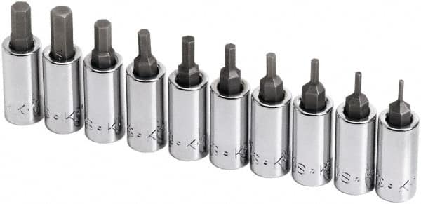 SK - 10 Piece 1/4" Drive Inch Hex Bit Socket Set - 1/16 to 1/4" Hex - Americas Industrial Supply