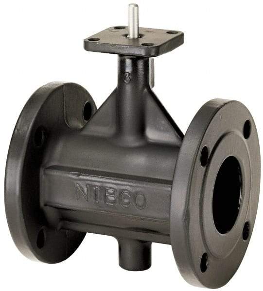 NIBCO - 2" Pipe, Flanged Butterfly Valve - Bare Stem Handle, Ductile Iron Body, Polyamide Seat, 285 WOG, EPDM Coated Ductile Iron Disc, Stainless Steel Stem - Americas Industrial Supply