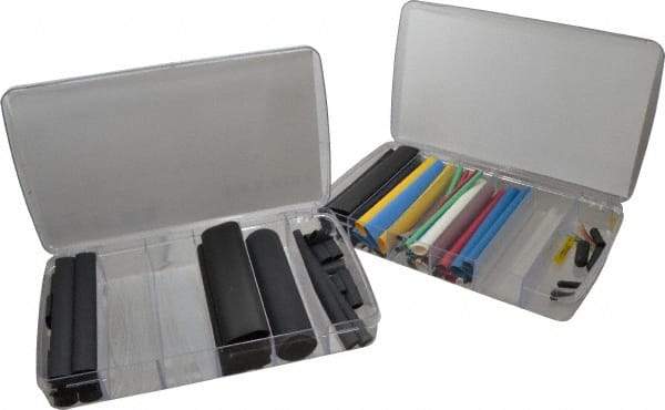 Alpha Wire - 147 Piece, Heat Shrink Electrical Tubing Kit - FEP, Nylon, Polyolefin, PTFE, PVC, PVDF, SR-XLPO and XLPO - Americas Industrial Supply