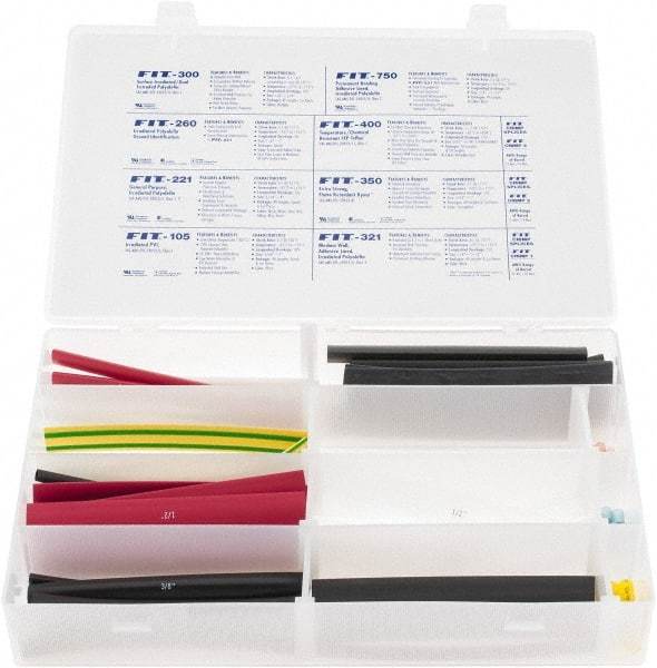Alpha Wire - 112 Piece, Heat Shrink Electrical Tubing Kit - FEP, Nylon, PVC, PVDF and XLPO - Americas Industrial Supply