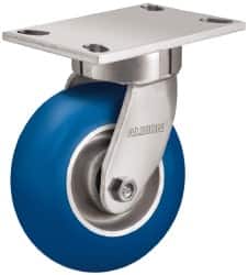 Albion - 5" Diam x 2" Wide x 6-1/2" OAH Top Plate Mount Swivel Caster - Neoprene, 600 Lb Capacity, Precision Sealed Bearing, 4 x 4-1/2" Plate - Americas Industrial Supply