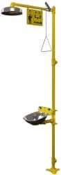 Bradley - Drench shower & Eyewash Station - Bowl, Push Plate Activated, Galvanized Steel Pipe, Plastic Shower Head - Americas Industrial Supply