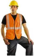 OccuNomix - Size L Flame Resistant/Retardant Orange Solid General Purpose Vest - 40 to 42" Chest, ANSI 107-2015, ASTM F1506, ATPV=5.4 cal/Sq cm, NFPA 70E/HRC=1, Hook & Loop Closure, 1 Pocket, Modacrylic/Aramid Blend - Americas Industrial Supply