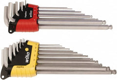 Wiha - 22 Piece L-Key Ball End Hex Key Set - Hex Range 0.05 to 3/8" - Americas Industrial Supply