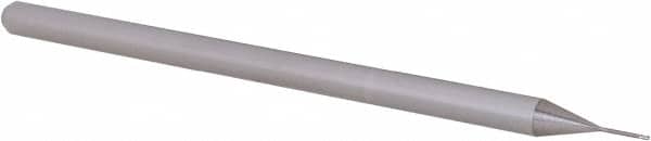 Accupro - 1/64", 0.022" LOC, 1/8" Shank Diam, 2-1/2" OAL, 3 Flute, Solid Carbide Square End Mill - Single End, Uncoated, Spiral Flute, 30° Helix, Centercutting, Right Hand Cut, Right Hand Flute, Series Miniature - Americas Industrial Supply