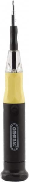 General - LED Lighted Bit Screwdriver - Slotted, Phillips, Torx, Interchangeable Tips - Americas Industrial Supply