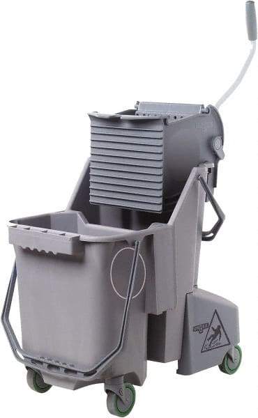 Unger - 32 Qt Plastic Bucket & Wringer - 21" Long x 20" High x 15" Wide, Gray, Aluminum Handle - Americas Industrial Supply