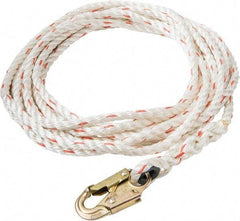PRO-SAFE - 50' Long, 350 Lb Capacity, 1 Leg Locking Snap Hook Harness Lifeline - 5/8" Diam, Poly-Blend Rope, Locking Snap Hook Anchorage Connection - Americas Industrial Supply