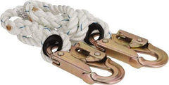 PRO-SAFE - 6' Long, 350 Lb Capacity, 1 Leg Locking Snap Hook Harness Lanyard - 1/2" Diam, Filament Nylon Rope, Locking Snap Hook Anchorage Connection - Americas Industrial Supply