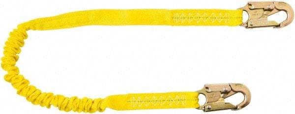PRO-SAFE - 6' Long, 350 Lb Capacity, 1 Leg Locking Snap Hook Harness Shock Absorbing Lanyard - Polyester Webbing, Locking Snap Hook Anchorage Connection - Americas Industrial Supply