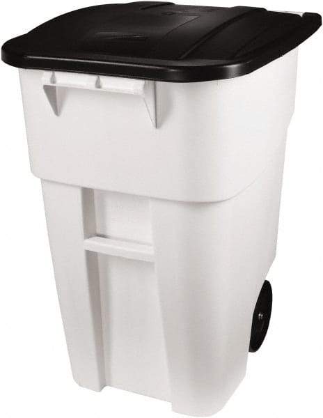 Rubbermaid - 50 Gal White Square Trash Can - Polyethylene, 36-1/2" High x 28-1/2" Long x 23.38" Wide - Americas Industrial Supply