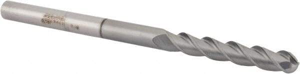 Accupro - 1/4" Diam, 1-1/2" LOC, 3 Flute Solid Carbide Ball End Mill - nACRo Finish, Single End, 4" OAL, 1/4" Shank Diam, Spiral Flute - Americas Industrial Supply
