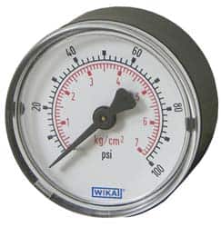 Wika - 3-1/2" Dial, 1/4 Thread, 0-160 Scale Range, Pressure Gauge - U-Clamp Panel Mount, Center Back Connection Mount, Accurate to 3-2-3% of Scale - Americas Industrial Supply