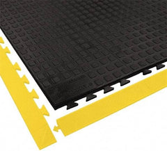 Wearwell - 5' Long x 3' Wide x 5/8" Thick, Anti-Fatigue Modular Matting Ramp Edge - Male, 1 Interlocking Side, Yellow, For Dry Areas, Series 502 - Americas Industrial Supply