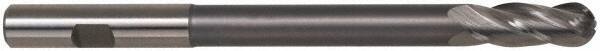 Hertel - 1/2" Diam, 1-1/4" LOC, 4 Flute High Speed Steel Ball End Mill - TiN Finish, Single End, 6" OAL, 1/2" Shank Diam - Americas Industrial Supply
