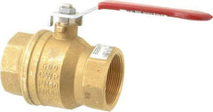 Value Collection - 2" Pipe, Full Port, Brass UL Listed Ball Valve - 1 Piece, Inline - One Way Flow, FNPT x FNPT Ends, Lever Handle, 600 WOG, 150 WSP - Americas Industrial Supply