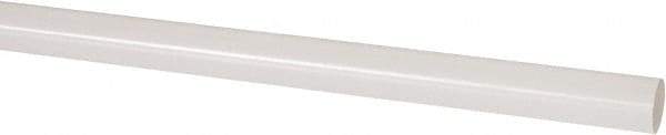 Made in USA - 8' Long, 1/2" Diam, PVDF Plastic Rod - White - Americas Industrial Supply