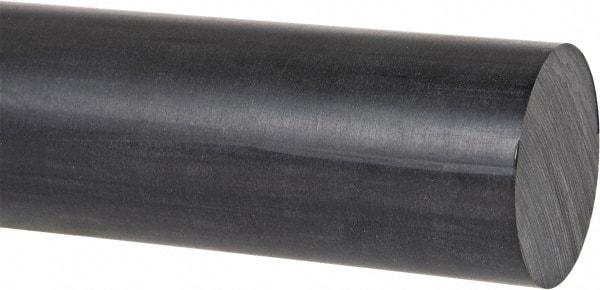 Made in USA - 4' Long, 1-1/2" Diam, PPO (Noryl) Plastic Rod - Black - Americas Industrial Supply