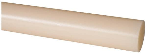 Made in USA - 8' Long, 1-3/8" Diam, Nylon 6/6 Plastic Rod - Natural (Color) - Americas Industrial Supply