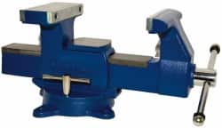 Gibraltar - 6-1/2" Jaw Width x 7" Jaw Opening Capacity, 4" Throat Depth, Bench & Pipe Combination Vise - 1/8 to 3-1/2" Pipe Capacity, Swivel Base, Bolt Down Attachment, Ductile Iron - Americas Industrial Supply