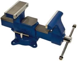 Gibraltar - 8" Jaw Width x 8-1/2" Jaw Opening Capacity, 4-3/4" Throat Depth, Bench & Pipe Combination Vise - 1/8 to 4-1/2" Pipe Capacity, Swivel Base, Bolt Down Attachment, Ductile Iron - Americas Industrial Supply