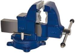Gibraltar - 4-1/2" Jaw Width x 6" Jaw Opening Capacity, 5-1/2" Throat Depth, Bench & Pipe Combination Vise - 1/8 to 3-1/2" Pipe Capacity, Swivel Base, Bolt Down Attachment, Ductile Iron - Americas Industrial Supply