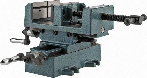 Wilton - 4" Jaw Opening Capacity x 1-3/8" Throat Depth, Horizontal Drill Press Vise - 4" Wide x 1-3/8" High Jaw, Cross Slide Base, Standard Speed, 7" OAL x 5-3/4" Overall Height, Cast Iron - Americas Industrial Supply