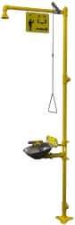 Bradley - 1-1/4" Inlet, 26 GPM shower Flow, Drench shower, Eye & Face Wash Station - Bowl, Triangular Pull Rod & Push Flag Activated, Galvanized Steel Pipe, Plastic Shower Head, 3 GPM Bowl Flow, Corrosion Resistant, Top or Mid Supply - Americas Industrial Supply