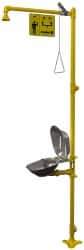 Bradley - 1-1/4" Inlet, 26 GPM shower Flow, Drench shower & Eyewash Station - Bowl, Triangular Pull Rod & Push Flag Activated, Galvanized Steel Pipe, Plastic Shower Head, 0.4 GPM Bowl Flow, Corrosion Resistant, Top or Mid Supply - Americas Industrial Supply
