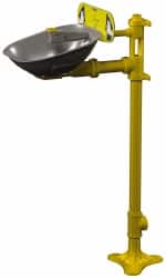 Bradley - Pedestal Mount, Stainless Steel Bowl, Eyewash Station - 1/2" Inlet, 30 psi Flow, 0.4 GPM Flow Rate - Americas Industrial Supply