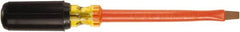 Ampco - 5/16" Blade Width, 10-1/4" OAL Standard Slotted Screwdriver - 6" Blade Length, Round Shank, Acetate with Rubber Grip Handle - Americas Industrial Supply