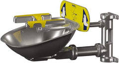 Bradley - 15" Wide x 13" High, Wall Mount, Stainless Steel Bowl, Eye & Face Wash Station - 1/2" Inlet, 30 psi Flow, 5.1 GPM Flow Rate - Americas Industrial Supply