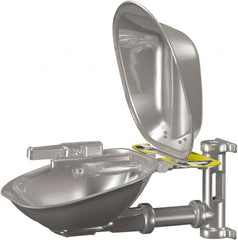 Bradley - 15" Wide x 13" High, Wall Mount, Stainless Steel Bowl, Eye & Face Wash Station - 1/2" Inlet, 30 psi Flow, 5.1 GPM Flow Rate - Americas Industrial Supply