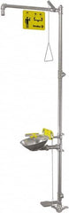 Bradley - 1-1/4" Inlet, 22 GPM shower Flow, Drench shower, Eye & Face Wash Station - Bowl, Triangular Pull Rod, Push Handle & Foot Pedal Activated, Stainless Steel Pipe, 316 Stainless Steel Shower Head, 5.1 GPM Bowl Flow, Corrosion Resistant - Americas Industrial Supply