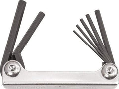Bondhus - 7 Piece Fold-Up Ball End Hex Key Set - Hex Range 1.5 to 6mm, 5-3/4" OAL, Protanium High Torque Steel - Americas Industrial Supply