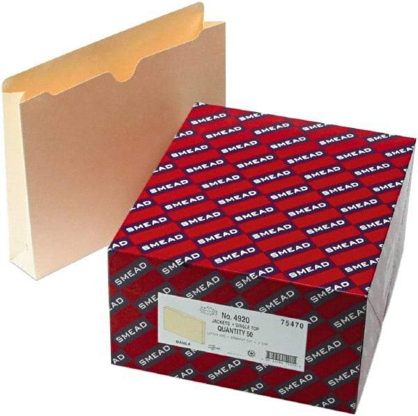 Samsill - 8-1/2 x 11", Letter Size, Manila, File Jacket/Sleeve/Wallet with Expanding Jacket - 11 Point Stock, Straight Tab Cut Location - Americas Industrial Supply