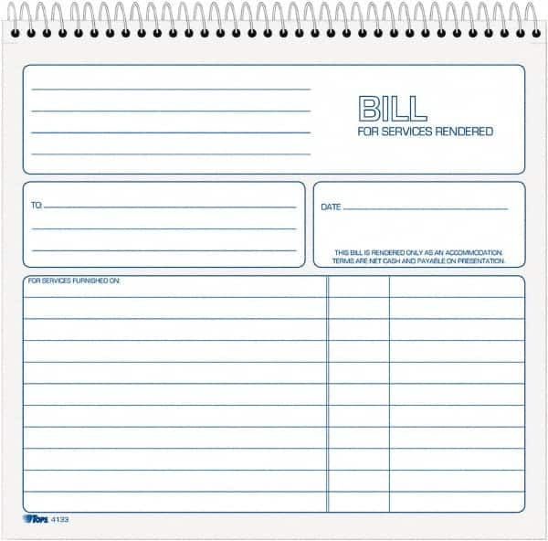 TOPS - 50 Sheet, 8-1/2 x 7-3/4", Service Invoices - White - Americas Industrial Supply