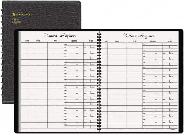 AT-A-GLANCE - 60 Sheet, 8-1/2 x 11", Register Book - Black - Americas Industrial Supply