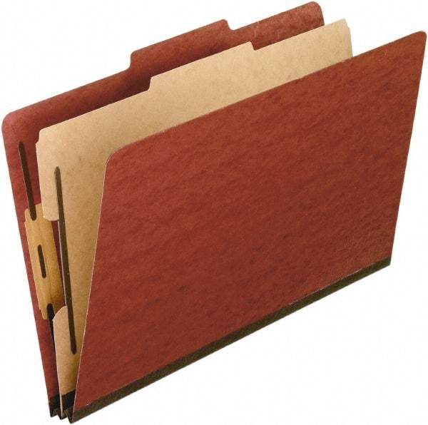 Pendaflex - 8-1/2 x 14", Legal, Red, Classification Folders with Top Tab Fastener - 11 Point Stock, 2/5 Tab Cut Location - Americas Industrial Supply