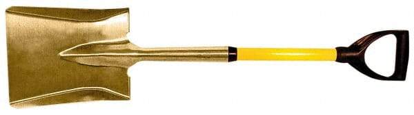 Ampco - 11" High x 9" Wide Square Aluminum Bronze Scoop - 37" Long Fiberglass D-Grip Handle - Americas Industrial Supply