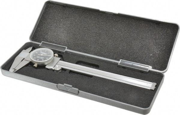 Fowler - 0" to 6" Range, 0.001" Graduation, 0.1" per Revolution, Dial Caliper - Black Face, 1.6" Jaw Length, Accurate to 0.0010" - Americas Industrial Supply