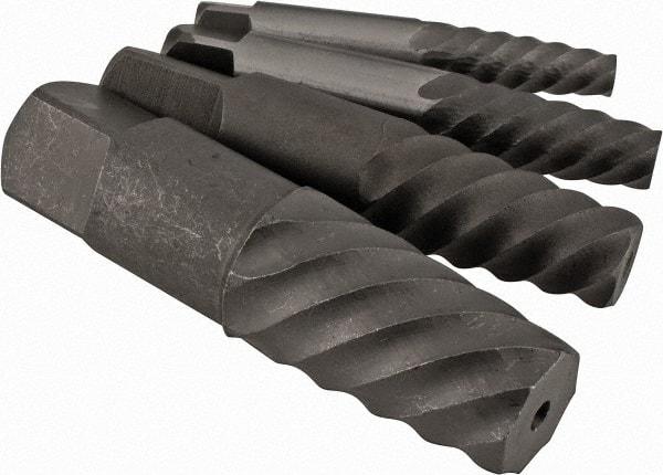 Cleveland - 4 Piece Spiral Flute Screw Extractor Set - Screw Range 15/32 to 1" - Americas Industrial Supply